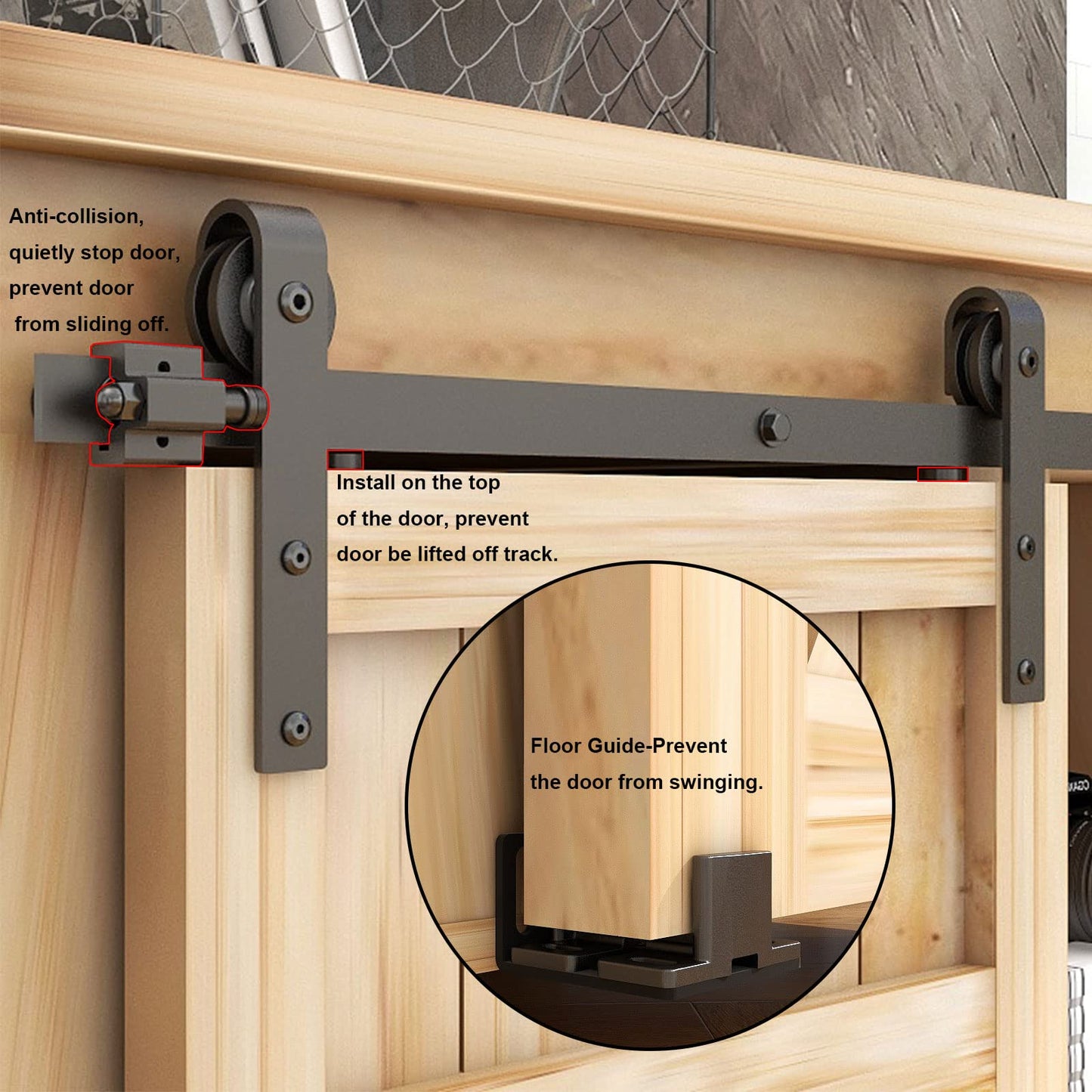 5.5FT/168cm Mini Schiebetür-Hardware-Kit für Doppeltüren TV-Ständer, Kleiner Kleiderschrank (Keine Schranktür)