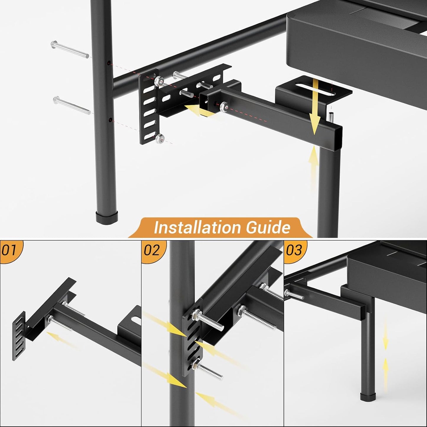 BONIKLUBA Adjustable Headboard Brackets,Universal Headboard Wall Mounting Brackets for Metal Bed Frame,Footboard Extension Kit,Black
