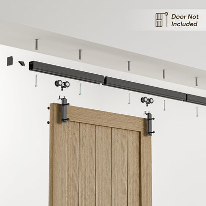 BONIKLUBA Ceiling Mount Box Rail Barn Door Hardware Kit,Heavy Duty Steel Sliding Barn Door Track,Fit Interior and Exterior Door,Easy Install(No Door)