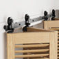 274cm/9FT Bifold Schiebetürbeschlag Schiebetüren Schiebetürsystem Komplettset Laufschiene Rollen Set Schwarz für 4 Holztür 67cm Top Mount T Rad