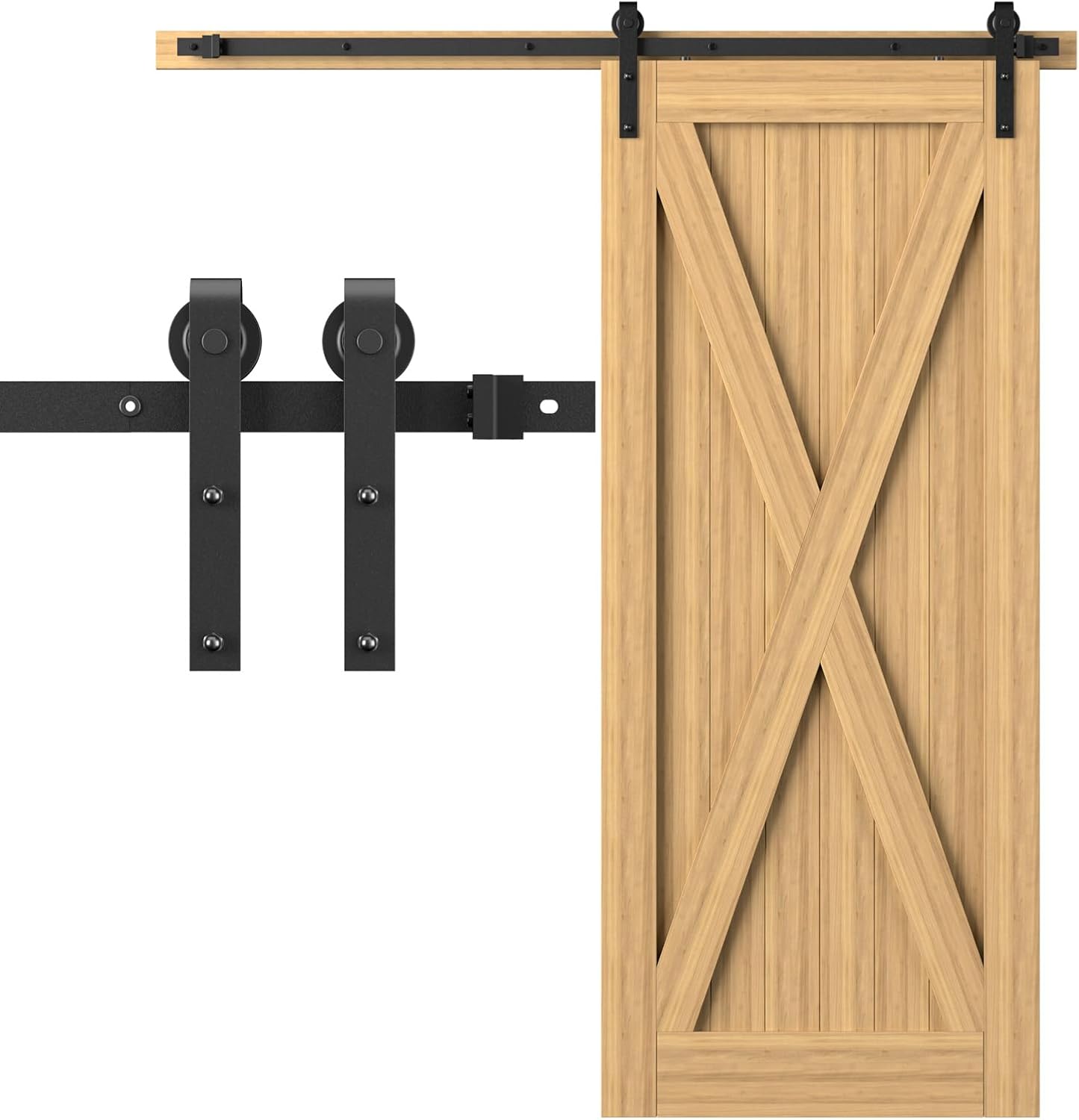 BONIKLUBA 6.6FT Sliding Barn Door Hardware Kit for Single Door-Sturdy&Smoothly&Quietly-Heavy Duty-Easy to Install, Fit 36"-40" Wide Door(J Shape Hanger)