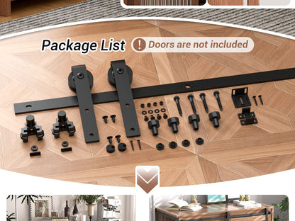5FT/153cm Mini Schiebetür-Hardware-Kit für Eintürige TV-Ständer, Kleiner Kleiderschrank (Keine Schranktür)