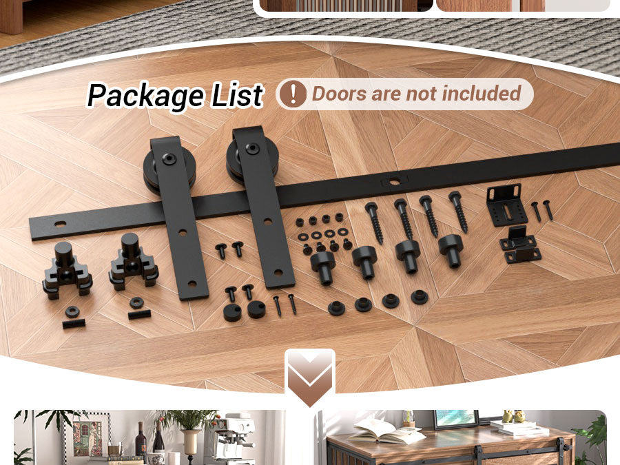 4FT/122cm Mini Schiebetür-Hardware-Kit für Eintürige TV-Ständer, Kleiner Kleiderschrank (Keine Schranktür)
