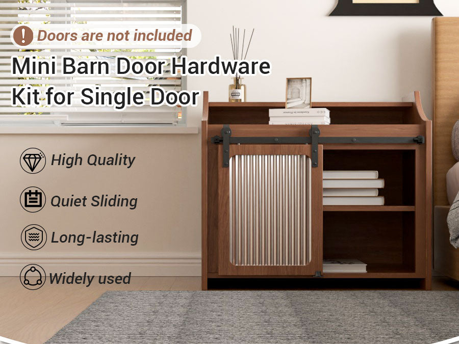 2.5FT/76.3cm Mini Schiebetür-Hardware-Kit für Eintürige TV-Ständer, Kleiner Kleiderschrank (Keine Schranktür)