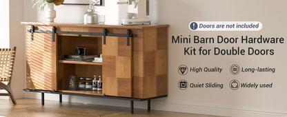 7FT/214cm Mini Schiebetür-Hardware-Kit für Doppeltüren TV-Ständer, Kleiner Kleiderschrank (Keine Schranktür)