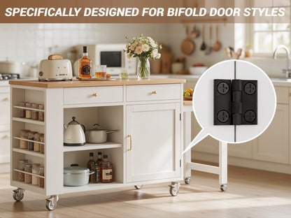 BONIKLUBA Door Hinges,Matte Black Coated Finish,Light Small Hinges for Bi Fold Door,Closet Door,Barn Door Use(4 Pack)