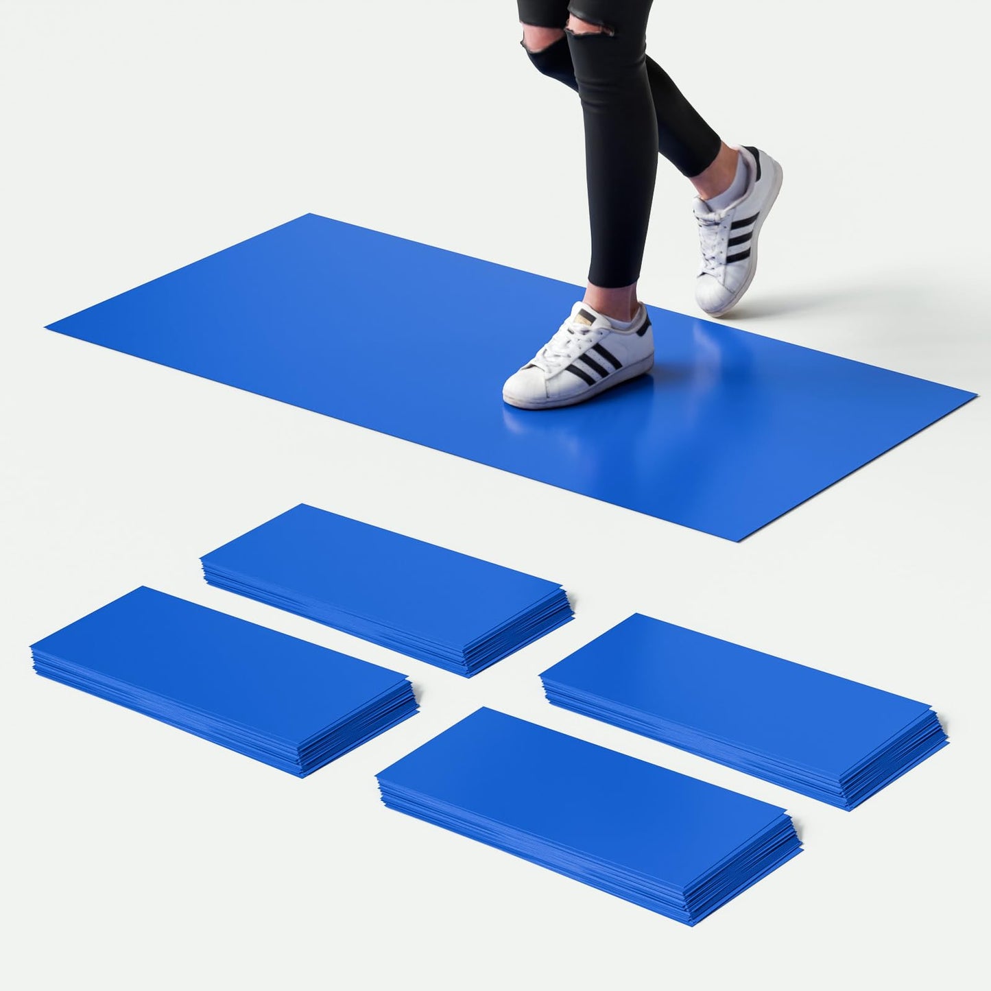 Klebematte für Schuhe, 45 x 90 cm, 120 Blatt, Aufkleber für Böden, Aufkleber für den Bau, Krankenhaus, Labor, Haustiere, Blau