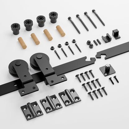 BONIKLUBA  52" Bi-Folding Sliding Barn Door Hardware Track Kit,Smoothly&Quietly,Top Mounted Black Roller,Easy Install,Door Not Included [Fit Double 24" Bifold Doors]
