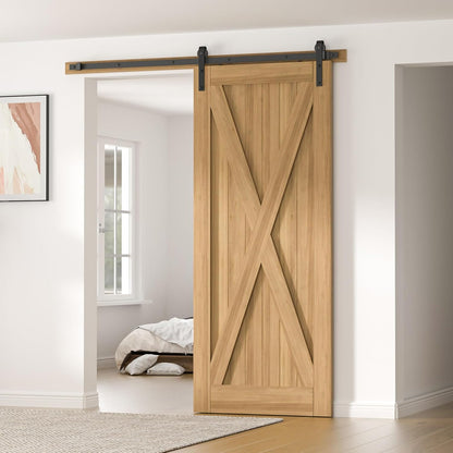 BONIKLUBA 6.6FT Sliding Barn Door Hardware Kit for Single Door-Sturdy&Smoothly&Quietly-Heavy Duty-Easy to Install, Fit 36"-40" Wide Door(J Shape Hanger)