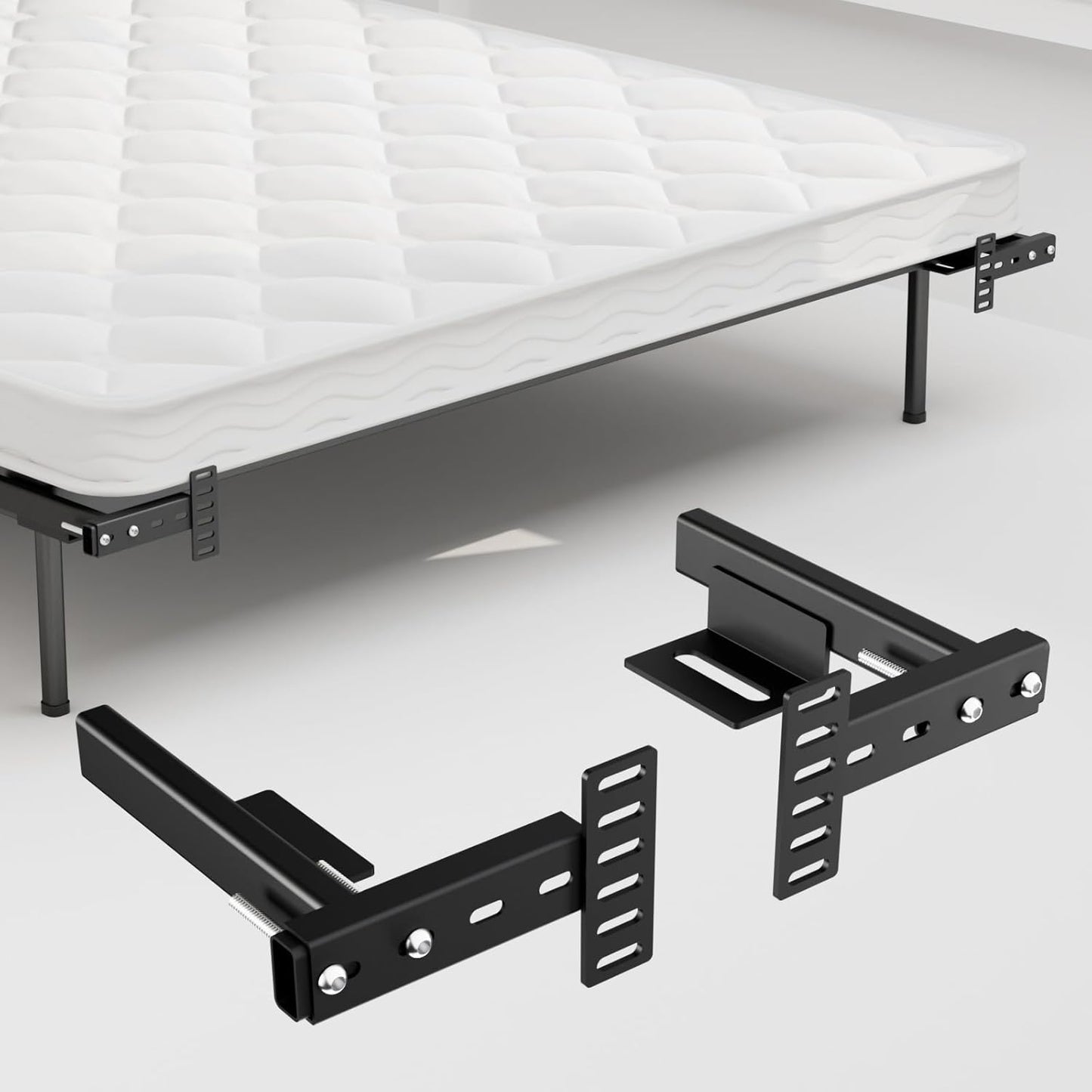 BONIKLUBA Adjustable Headboard Brackets,Universal Headboard Wall Mounting Brackets for Metal Bed Frame,Footboard Extension Kit,Black