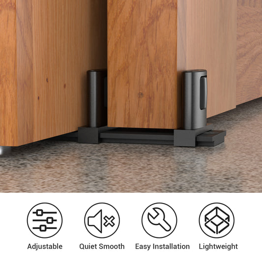 BONIKLUBA Siding Closet Door Floor Guide,Barn Door Guide for Bottom,Adjustable Bypass Door Floor Guide 3-Roller Design,Black（2PCS）