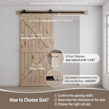 Schiebetürbeschlag 274cm Schiebetüren Schiebetürsystem Komplettset Laufschiene Rollen Set Schwarz für 1 Holztür 137cm Breit, Kleine Rolle in T-Form