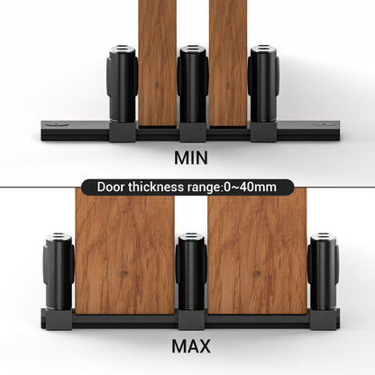 BONIKLUBA Siding Closet Door Floor Guide,Barn Door Guide for Bottom,Adjustable Bypass Door Floor Guide 3-Roller Design,Black（2PCS）