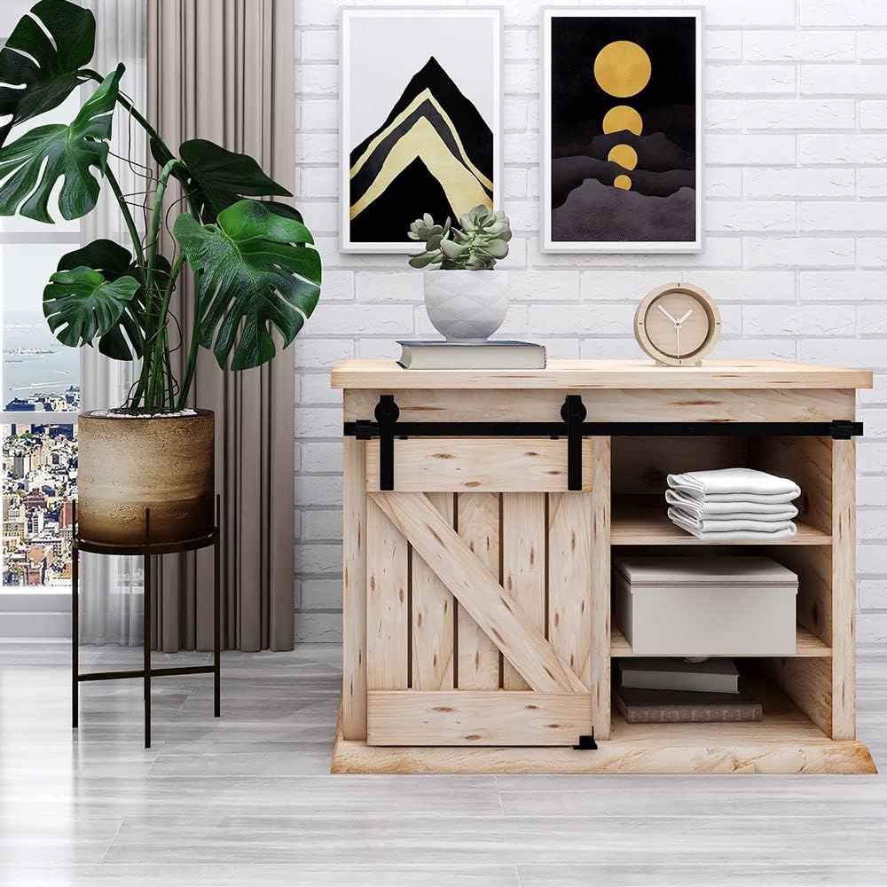 4.5FT/137cm Mini Schiebetür-Hardware-Kit für Eintürige TV-Ständer, Kleiner Kleiderschrank (Keine Schranktür)