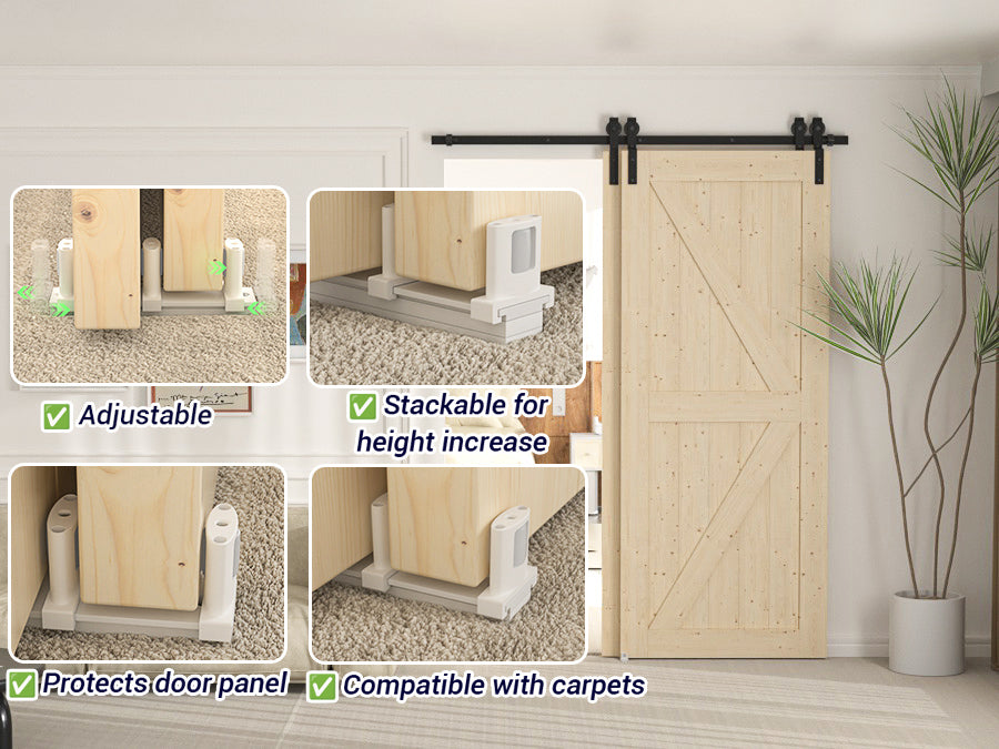 Siding Closet Door Floor Guide,Barn Door Guide for Bottom,Adjustable Bypass Door Floor Guide 3-Roller Design,White（1PCS）