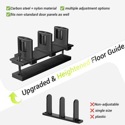 Siding Closet Door Floor Guide,Barn Door Guide for Bottom,Adjustable Bypass Door Floor Guide 3-Roller Design,Black（1PCS）