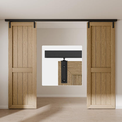 BONIKLUBA Ceiling Mount Box Rail Barn Door Hardware Kit,Heavy Duty Steel Sliding Barn Door Track,Fit Interior and Exterior Double Door,Easy Install(No Door)