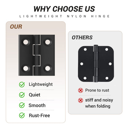 BONIKLUBA Door Hinges,Matte Black Coated Finish,Light Small Hinges for Bi Fold Door,Closet Door,Barn Door Use(4 Pack)