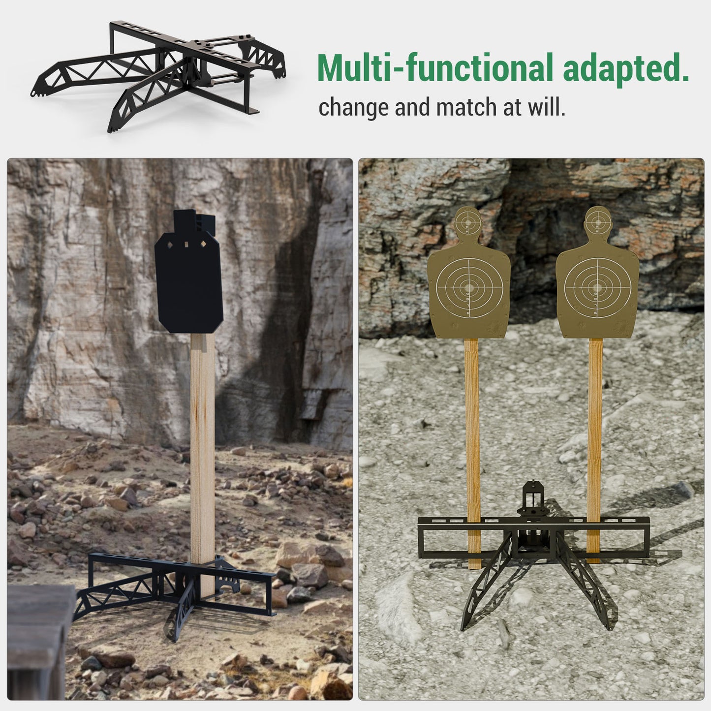 Steel Target Stand Base, Dueling Tree Target Stands for Shooting Range, 2x4 Targets Stand Suitable for 2x4 Wooden-Post, Easy to Carry and Assemble