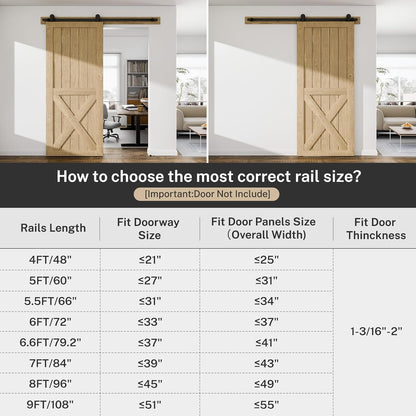 BONIKLUBA 80" Sliding Barn Door Hardware Kit,Heavy Duty Top Mount Barn Door Track Kit,Black T Shape Hanger Set for Single Door Use