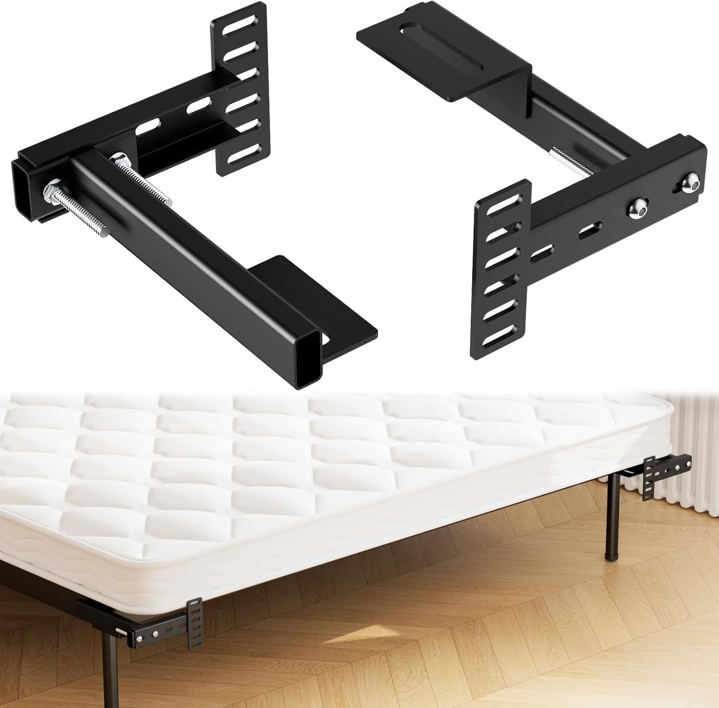 BONIKLUBA Adjustable Headboard Brackets,Universal Headboard Wall Mounting Brackets for Metal Bed Frame,Footboard Extension Kit,Black