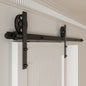 Schiebetürbeschlag 153cm Schiebetüren Schiebetürsystem Komplettset Laufschiene Rollen Set Schwarz für 1 Holztür 76cm Breit, Mittlere Rolle in I-Form