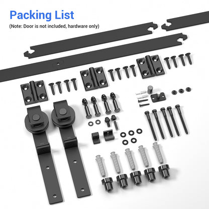 92cm/3FT Bifold Schiebetürbeschlag Schiebetüren Schiebetürsystem Komplettset Laufschiene Rollen Set Schwarz für 2 Holztür 43cm Top Mount T Rad