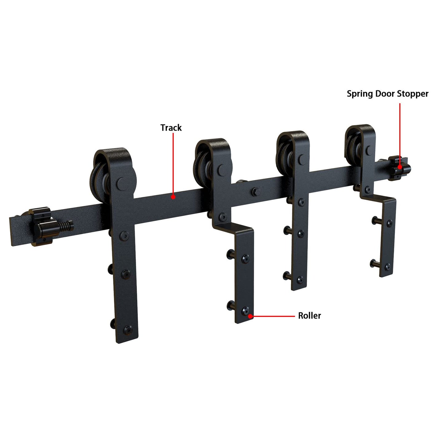 Schiebetürbeschlag Bypass Doppeltür 229cm Schiebetüren Schiebetürsystem Komplettset Laufschiene Rollen Set Schwarz für 2 Holztür 108cm Breit, J-Form 阿里国际以图找货