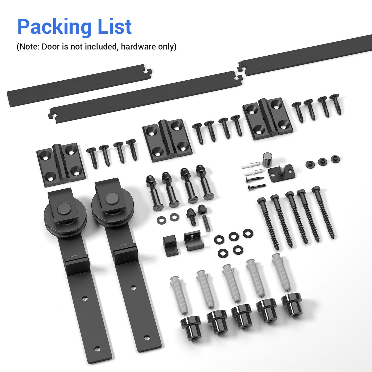 92cm/3FT Bifold Schiebetürbeschlag Schiebetüren Schiebetürsystem Komplettset Laufschiene Rollen Set Schwarz für 2 Holztür 43cm Top Mount T Rad