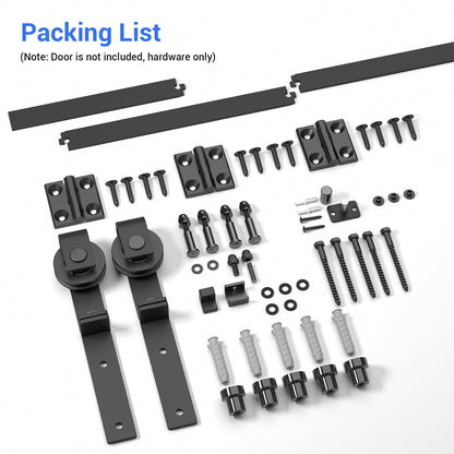 92cm/3FT Bifold Schiebetürbeschlag Schiebetüren Schiebetürsystem Komplettset Laufschiene Rollen Set Schwarz für 2 Holztür 43cm Top Mount T Rad
