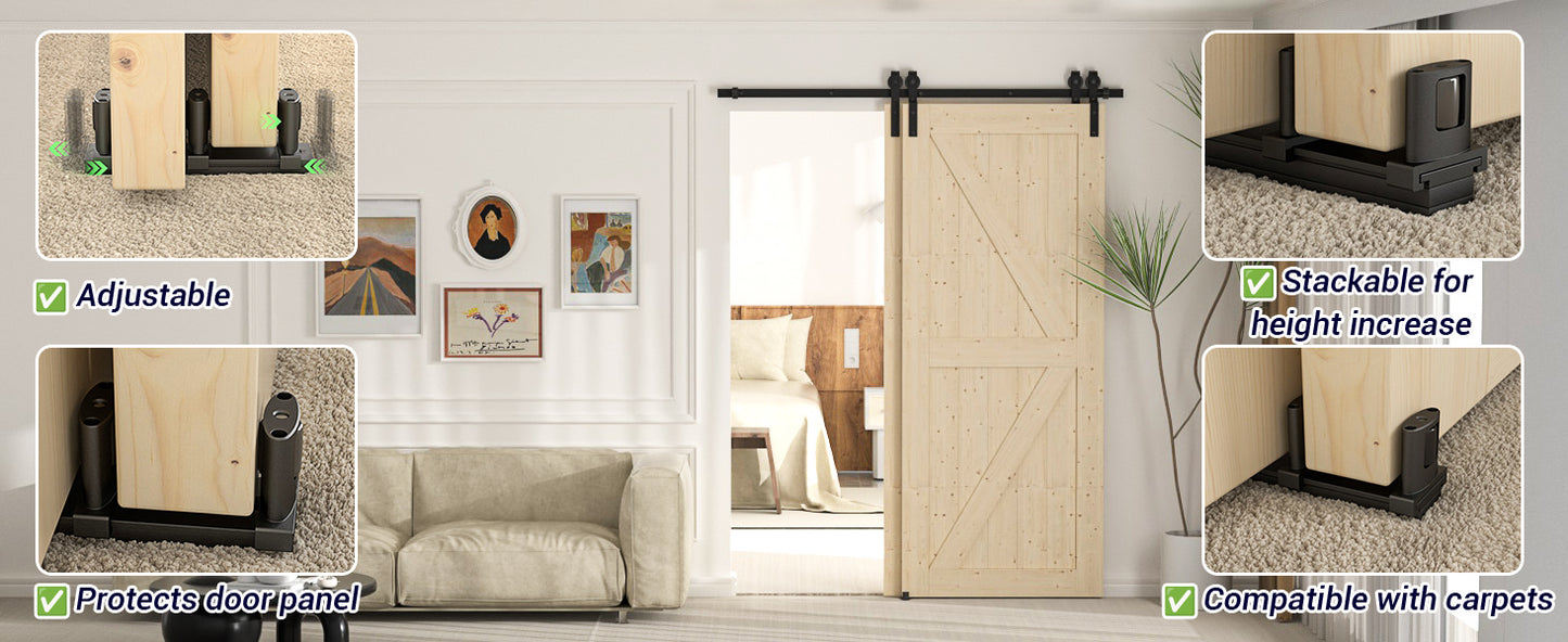 Siding Closet Door Floor Guide,Barn Door Guide for Bottom,Adjustable Bypass Door Floor Guide 3-Roller Design,Black（1PCS）