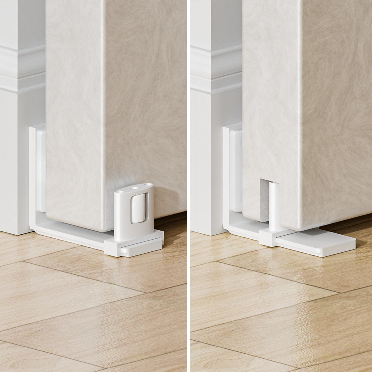 BONIKLUBA Sliding Barn Door Bottom Floor Guide, Adjustable U Shape Flexible Flush Design,Wall Mounted, White 2 Pcs