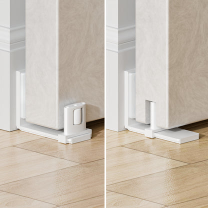 BONIKLUBA Sliding Barn Door Bottom Floor Guide, Adjustable U Shape Flexible Flush Design,Wall Mounted, White 2 Pcs