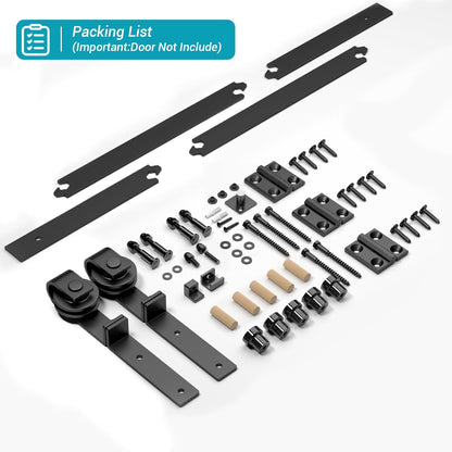 BONIKLUBA Bi-Folding Sliding Barn Door Hardware Track Kit,Smoothly&Quietly,Side Mounted Black Roller,Easy Install,Door Not Included