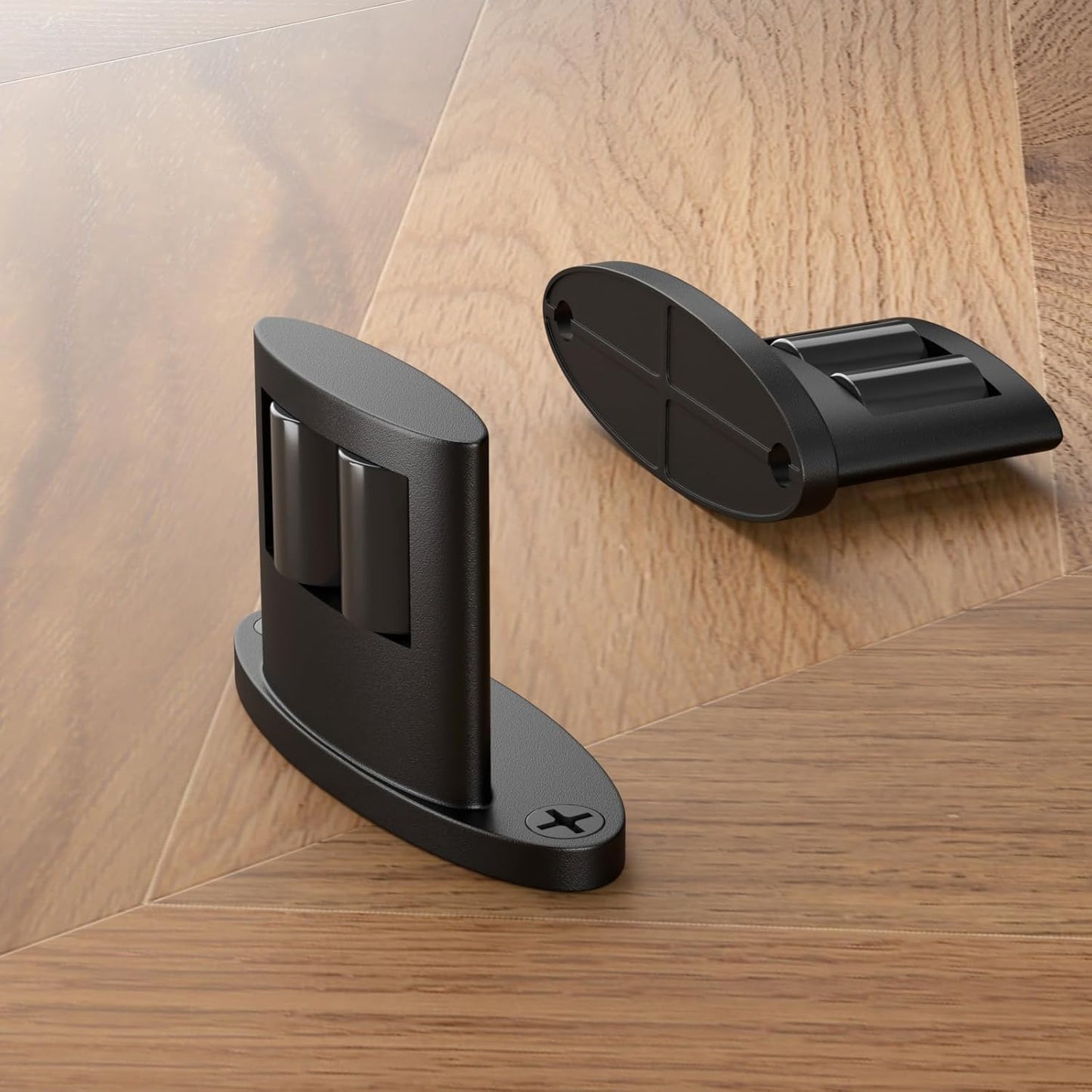 BONIKLUBA Sliding Barn Door Floor Guide for Bottom,Adjustable Wall Mounted Barn Door Guide,Flexible Double Wheel Design 4PCS,Hight 1-1/2"