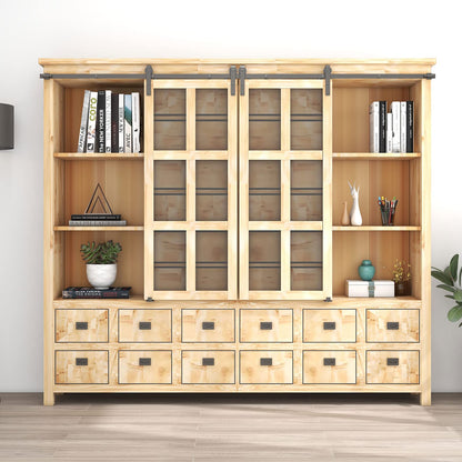 7FT/214cm Mini Schiebetür-Hardware-Kit für Doppeltüren TV-Ständer, Kleiner Kleiderschrank (Keine Schranktür)