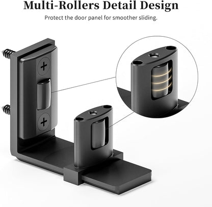 BONIKLUBA Sliding Barn Door Bottom Floor Guide, Adjustable U Shape Flexible Flush Design,Wall Mounted, Black 2 Pack