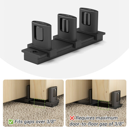Siding Closet Door Floor Guide,Barn Door Guide for Bottom,Adjustable Bypass Door Floor Guide 3-Roller Design,Black（1PCS）