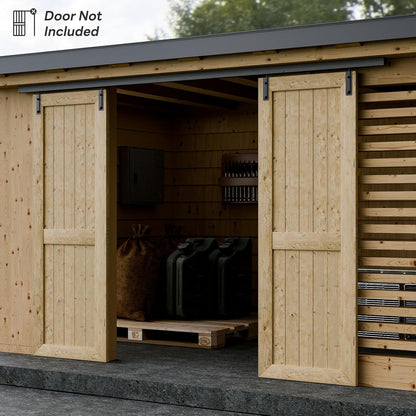 BONIKLUBA Ceiling Mount Box Rail Barn Door Hardware Kit,Heavy Duty Steel Sliding Barn Door Track,Fit Interior and Exterior Double Door,Easy Install(No Door)