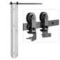 92cm/3FT Bifold Schiebetürbeschlag Schiebetüren Schiebetürsystem Komplettset Laufschiene Rollen Set Schwarz für 2 Holztür 43cm Top Mount T Rad