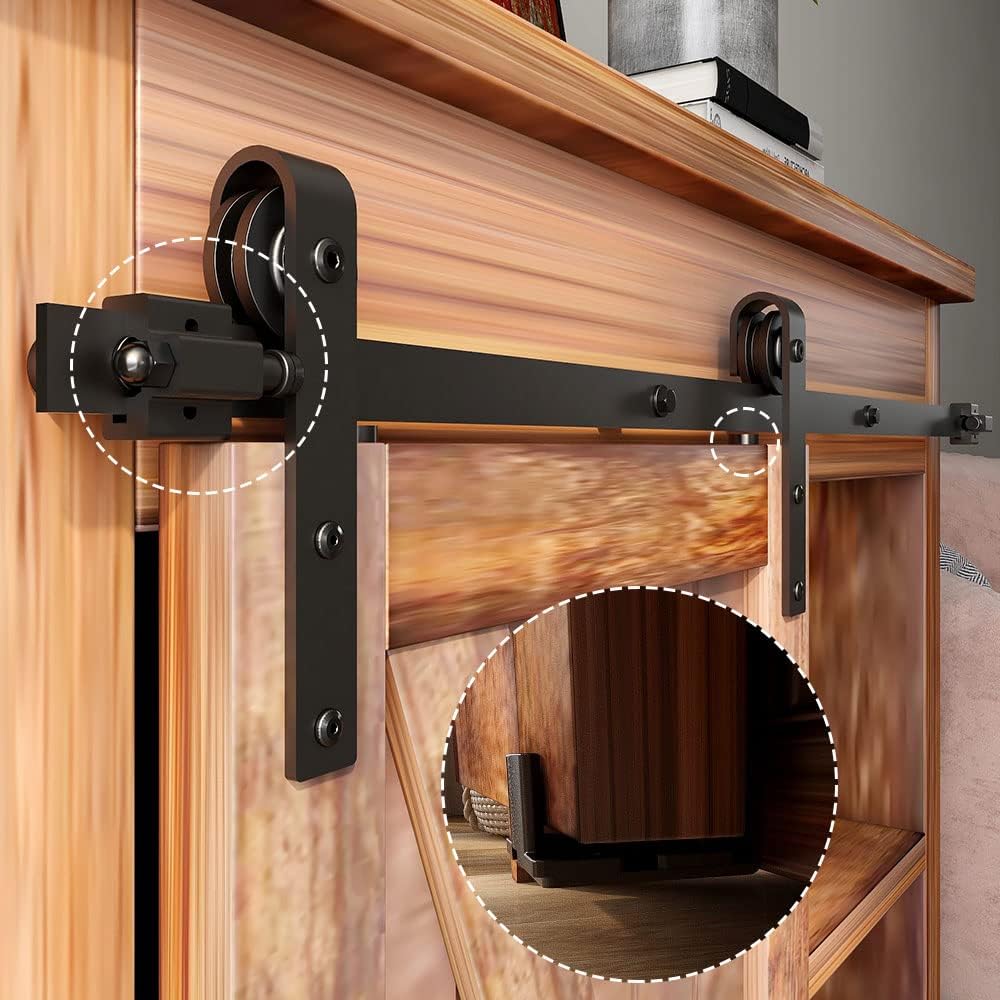 4.5FT/137cm Mini Schiebetür-Hardware-Kit für Eintürige TV-Ständer, Kleiner Kleiderschrank (Keine Schranktür)