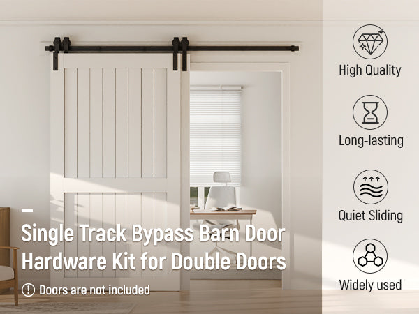 Schiebetürbeschlag Bypass Doppeltür 229cm Schiebetüren Schiebetürsystem Komplettset Laufschiene Rollen Set Schwarz für 2 Holztür 108cm Breit, J-Form 阿里国际以图找货