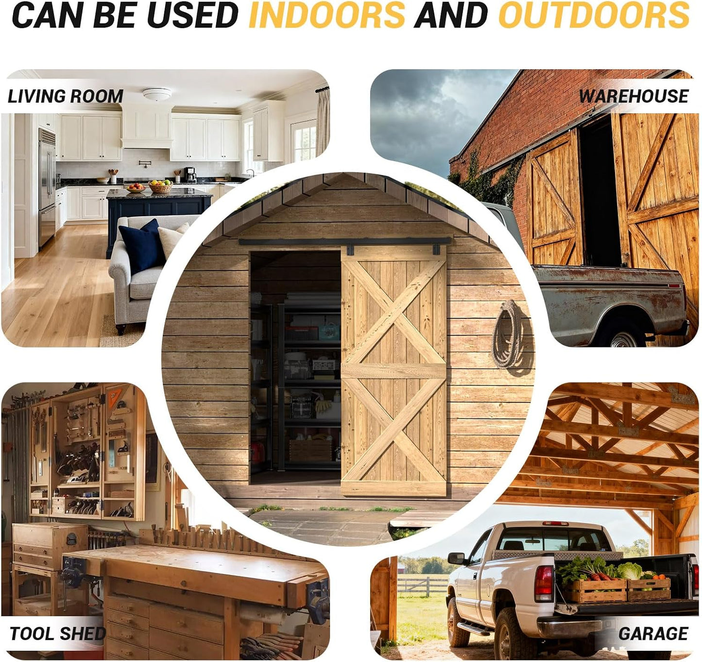 BONIKLLUBA Box Rail Sliding Barn Door Hardware,Wall Mount Track Kit,Heavy Duty,Easy to Install(No Door)