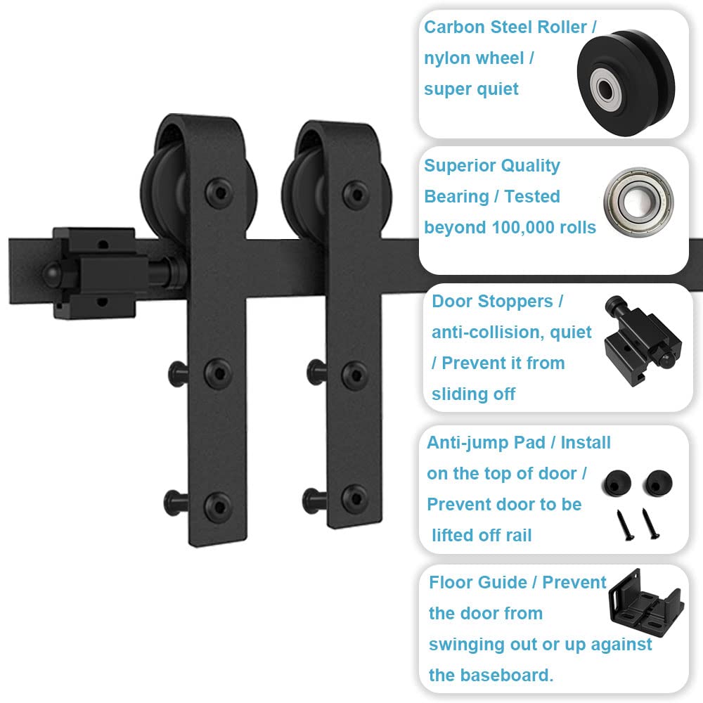 2.5FT/76.3cm Mini Schiebetür-Hardware-Kit für Eintürige TV-Ständer, Kleiner Kleiderschrank (Keine Schranktür)