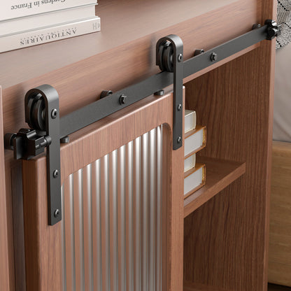 3FT/91.5cm Mini Schiebetür-Hardware-Kit für Eintürige TV-Ständer, Kleiner Kleiderschrank (Keine Schranktür)