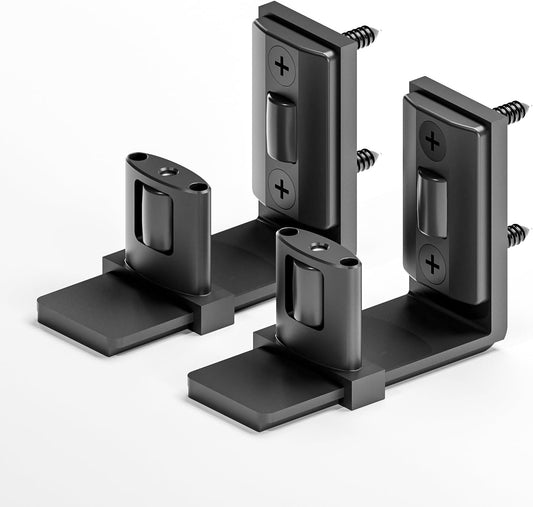 BONIKLUBA Sliding Barn Door Bottom Floor Guide, Adjustable U Shape Flexible Flush Design,Wall Mounted, Black 2 Pack