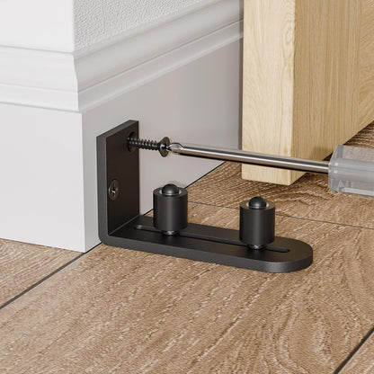 BONIKLUBA Adjustable Sliding Barn Door Floor Guide,Flat Bottom Design Style,Black(1PCS)