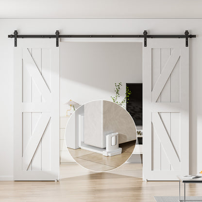 BONIKLUBA Sliding Barn Door Bottom Floor Guide, Adjustable U Shape Flexible Flush Design,Wall Mounted, White 2 Pcs