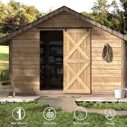 BONIKLLUBA Box Rail Sliding Barn Door Hardware,Wall Mount Track Kit,Heavy Duty,Easy to Install(No Door)