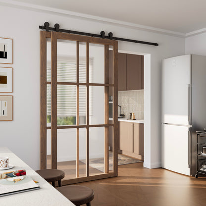 Schiebetürbeschlag Bypass Doppeltür 183cm Schiebetüren Schiebetürsystem Komplettset Laufschiene Rollen Set Schwarz für 2 Holztür 85cm Breit, T-Form